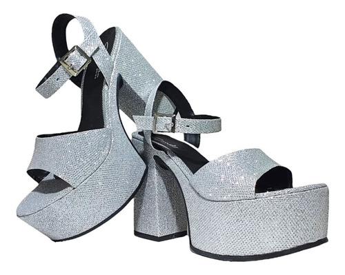 Imagen 2 de 5 de Sandalias París Glitter Plata