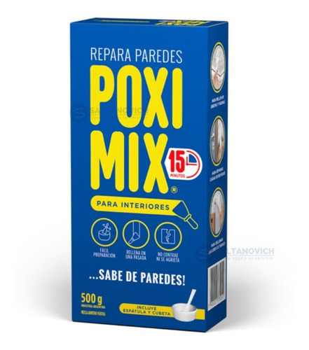 Imagen 3 de 4 de Pegamento Poximix Interior 500grs Mezcla Adhesiva Base Yeso