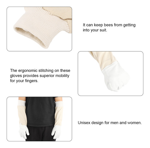 Par De Guantes Protectores De Piel De Oveja Para Apicultura,