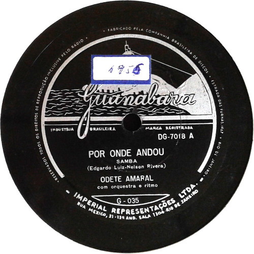 78 Rpm Odete Amaral 1955 Selo Guanabara Dg7018