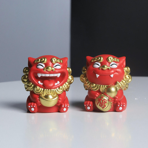 2x Mini Estatua De León Figura En Miniatura Adorno De Mesa