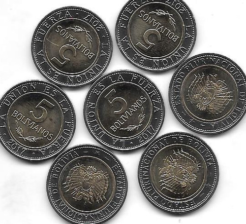 Moneda Bolivia 5 Bolivianos Año 2017 Bimetalica Sin Circular