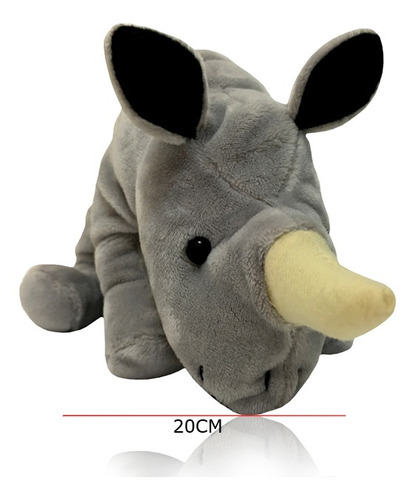 Imagen 2 de 3 de Peluche Animal Rinoceronte Real Parado 20 Cm.