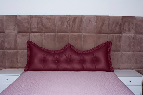 Almofada Encosto Coroa Queen 160 Cm Bordô Lisa
