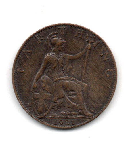 Moneda Inglaterra Gran Bretaña 1 Farthing Año 1921 Km#808.2