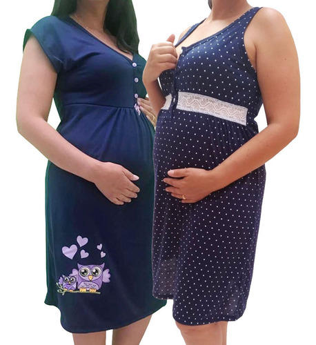 Imagem 1 de 8 de Kit Maternidade Camisolas Gestante E Pós-parto 021 027