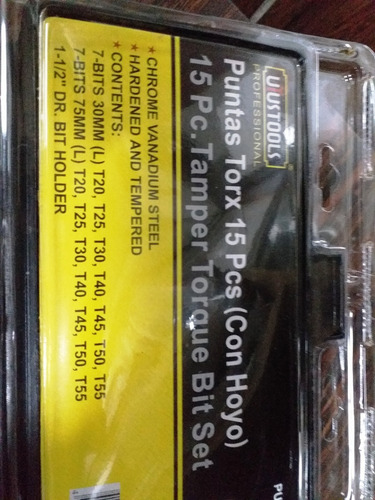 Juego De Puntas Tipo Torx Larga Y Cortas De 15 Pza Pun015