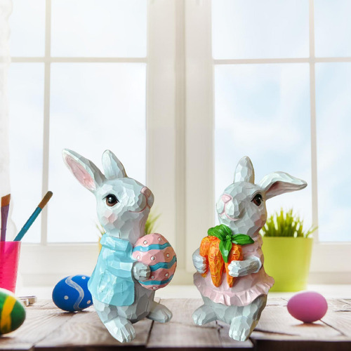 2 Piezas Estatua De De Pascua De Valentín Figurina De