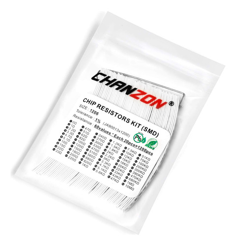 Pack De Resistencias Chanzon, 0-10ohm, 60 Valores, 1200pzs