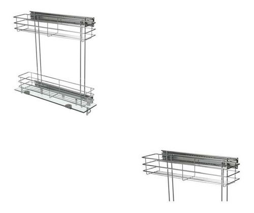 Canasto Extraible Dos Niveles Cromo Cocina Bajo Mesada Lc191