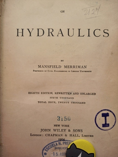 Libro Treatise On Hydraulics Merriman, Mansfield 115o7