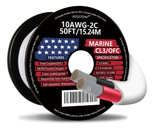 Cable De Cobre Estañado Dúplex 10 Awg 15 Metros Para Exterio