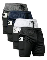 Kit 4 Shorts 2 Em 1 Duplo Dryfit Masculino Compressão Térmic - R$ 89,99