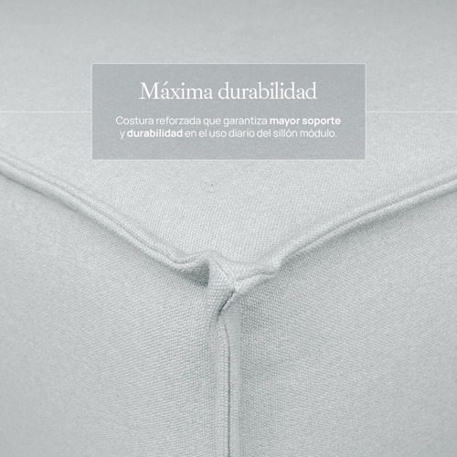 Sala Esquinera Moderna Latt Sillón Modular Lino Soft Minimal Color Gris Perla