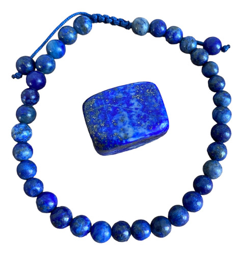Pulsera Ajustable Lapislázuli Natural Amuleto Poder 5 Mm