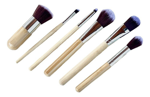Set De 6 Brochas Maquillaje De Bambú  Terra Cosmética Natura