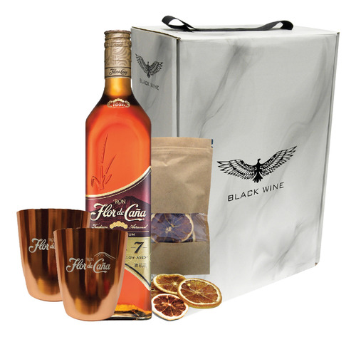 Ron Flor De Caña Gran Reserva 7 Años + 2 Vasos