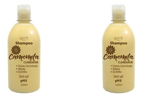 2 Shampoo Camomila Clareador Natural 520ml Lucy's