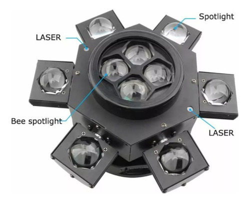Canhão De Luz Giratório 10 Leds Rgb 150w 127/220V Movimento Ao Som Com Laser Iluminação Eventos Virtok