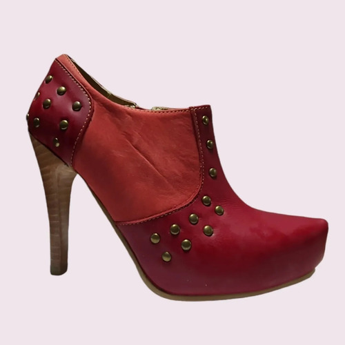 Botin  Exotica -cuero-  Rojo Bi Color- Envio Incluido