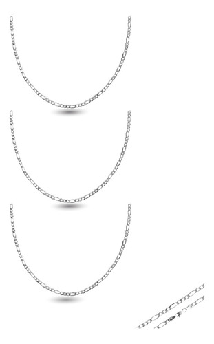 Set De 3 Cadenas Dije Plata Fina 925 Tejido Tres Eslabones Redondos Por Uno Ovalado Para Mujer 45 Cm De Largo 2 Mm Espesor Calibre 40 Collar Ideal Para Regalar En Ocasiones Especiales Cumpleaños