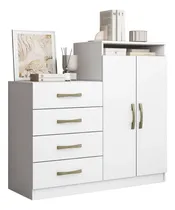 Comprar Cômoda Com 4 Gavetas E Armário 2 Portas Multiuso Para Quarto