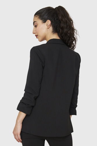 Imagen 4 de 6 de Blazer Manga 3/4 Con Pliegues Negro Nicopoly