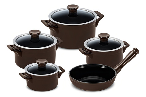 Conjunto De Panelas Clear 5 Peças - Chocolate - Ceraflame Chocolate