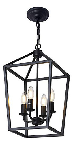 Lámpara Colgante Industrial Negra 4 Luces Pakokula