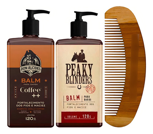 Kit 2x Balm Barba Coffee Peaky E Pente Curvo Don Alcides
