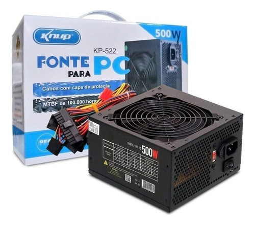 Fonte Para Computador Atx 500w Real Knup Kp-522