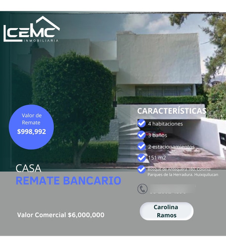 Casa En Venta En Remate Bancario En Parques De La Herradura, Huixquilucan