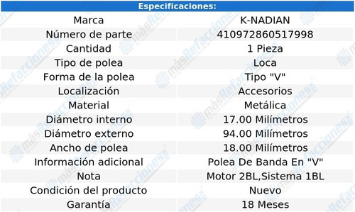 Polea Banda Metalica Tipo V Cj7 V6 4.6l 78