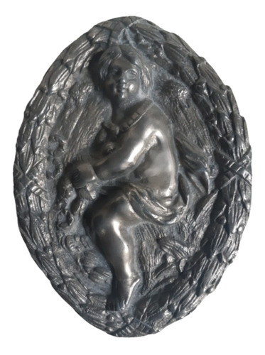 Adorno, Placa Oval De Platina, Art Nouveau  Niño /26 X 19 Cm