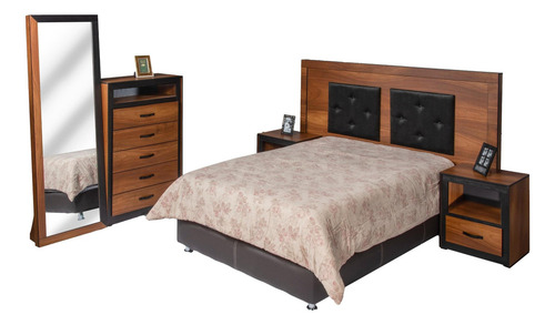 Recamara King Size 5 Piezas Montecarlo Nogal Këssa Muebles
