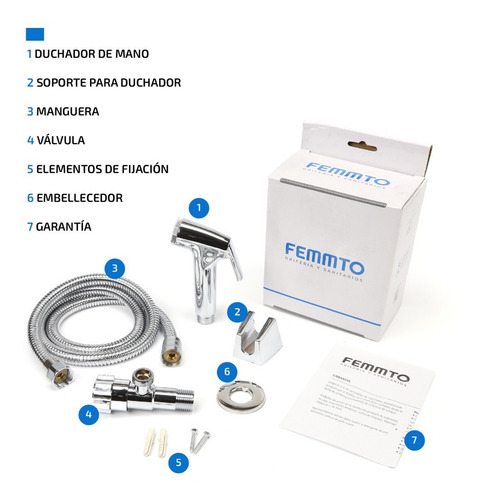 Imagen 6 de 9 de Griferia Ducha De Mano Shattaf Para Baño Bidet Con Valvula