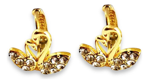 Aretes De Cisne En Oro18k Y Zirconias Tipo Diamante.