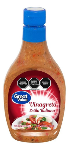 5 Pzas Vinagreta Great Value Estilo Italiana 500 Ml
