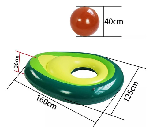 Flotador Inflable Para Piscina De Aguacate Con Bola, Diversi