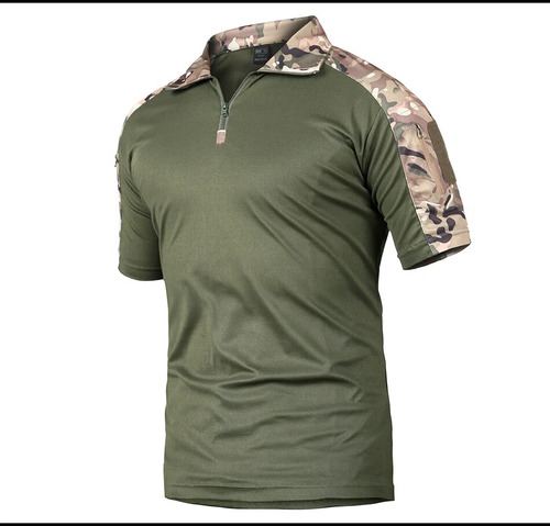 Camisa De Camuflaje Táctico De Manga Corta Para Hombre Con U