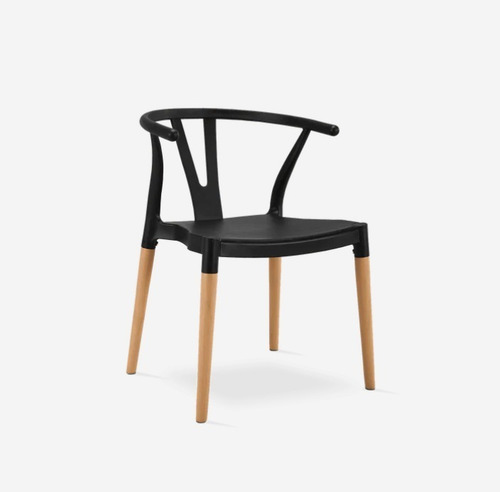 Pack 4 Sillas Wishbone De Comedor Estilo Nórdico Estructura de la silla Negro
