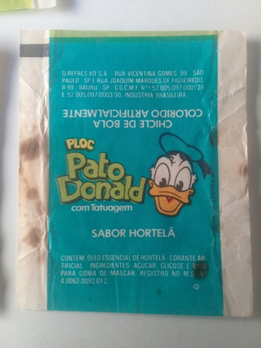Imagem 4 de 5 de Embalagem De Chiclete Ping Pong Do Pato Donald Raridade