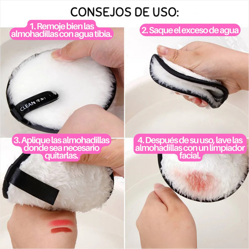 Set 4 Almohadillas Limpieza Facial Doble Cara Lavable