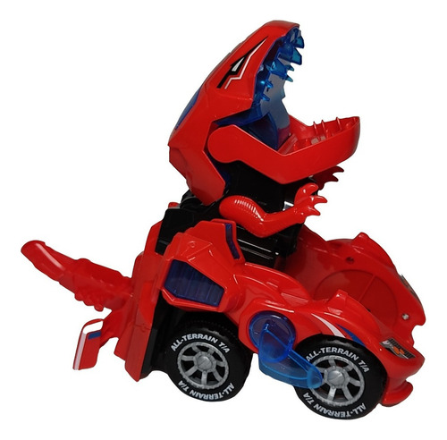 Carrinho Que Vira Dinossauro Emite Luz E Som Bate Volta Cor Vermelho Personagem Carro Dinossauro