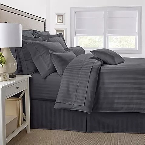 Imagen 5 de 5 de Set Duvet 8 Pzas Negro Líneas Microfibra Semidoble