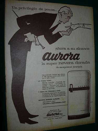 Publicidad Antigua Heladeras Aurora Super Nevera Dorada