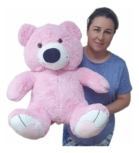 Urso Pelúcia Rosa Beijinho 80 Cm Presente Romântico Namorada