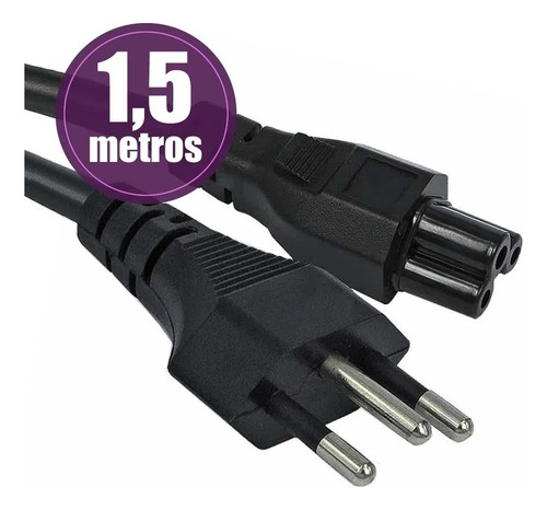 Kit 10 Cabo Força Energia Fonte Notebook Tripolar Padrão Br Preto