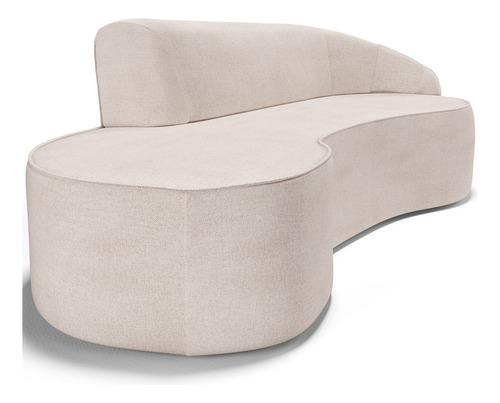 Sofá 3 Lugares Curvo Sala Firenze Dir Linho Cru 210cm D-461