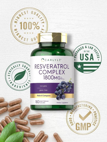 2pak Tot360cap 1800mg Complejo De Resveratrol Sin Omg Gluten